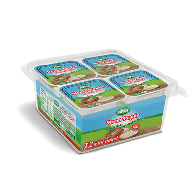 Box of Sutas Mini Krem Peynir in 20 grams packages with 12 individual containers on a white background
Sütaş Mini Breakfast Set – Sütaş Cream Cheese 0.7 oz (20 G) × 12